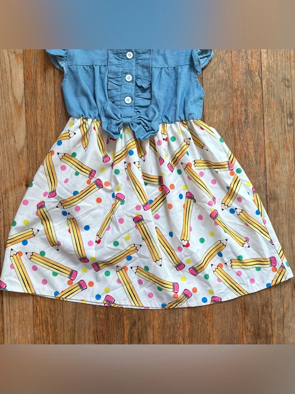 Cute Girls Back-To-School Pencil Print Dress ~ sz 4 / 5 yr